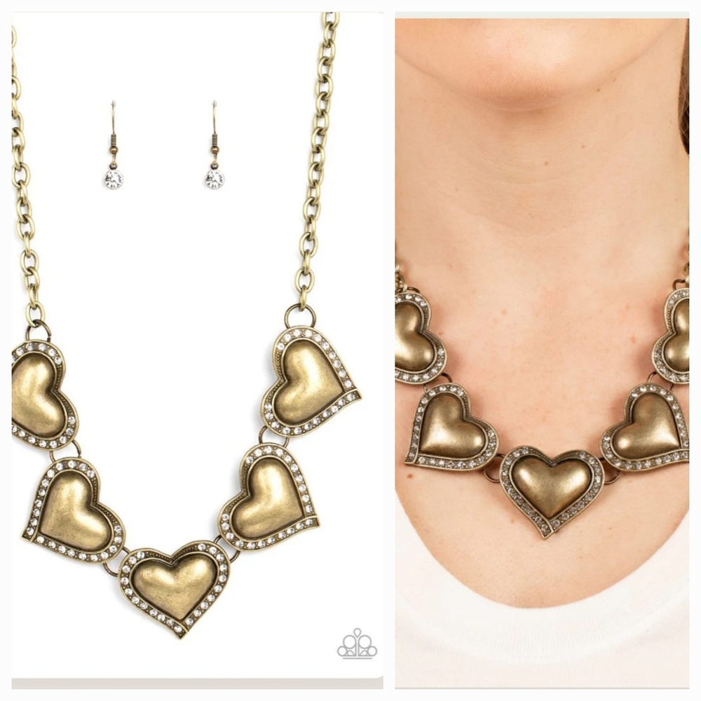 KINDRED HEARTS BRASS NECKLACE/EARRING SET